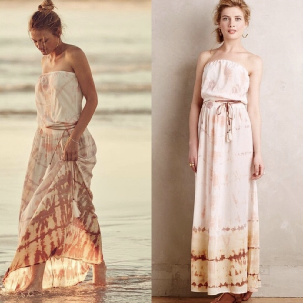 Gypsy 05 Silk Ombre Tie Dye Strapless Flowy Chiffon Maxi Dress - Revolve